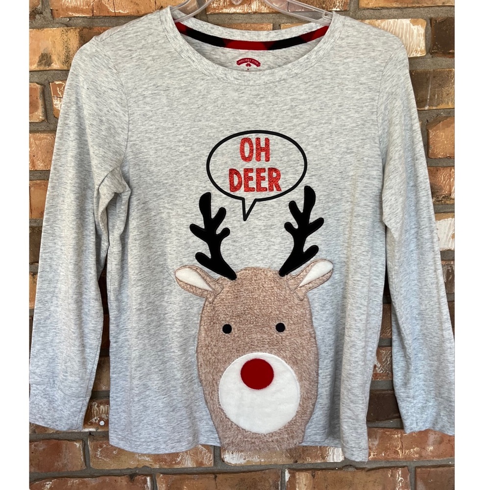 Holiday Time Women’s Oh Deer Long Sleeve Loungewear Top Size Medium 8/10